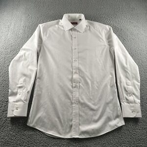 Spier & Mackay Shirt Mens L 16 White Cotton Extra Slim Button Up Spread Collar